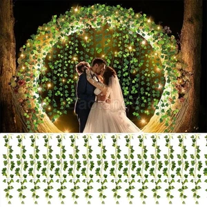 10M Ivy Leaves LED Fairy String Lights Battery Garland Indoor Wedding Decor - Picture 1 of 15