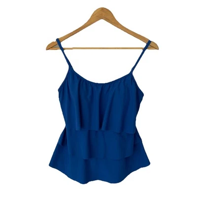 Женские танкини CARIBBEAN JOE размер 12 королевский синий с оборками ярусы регулируемые ремни - Изображение 1 из 4