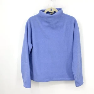 Suéter LL Bean Mujer Talla XL Azul Polar Pullover Top Cuello Embudo Capucha - Imagen 1 de 7