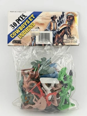 Lote de 30 minifiguras vintage de plástico colorido vaquero e indios Foto 1 de 4