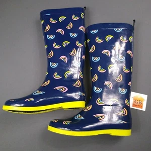 2 Size Girls Jelly Rain Boots Cat & Jack Rainbows Blue 2/3 - Picture 1 of 6