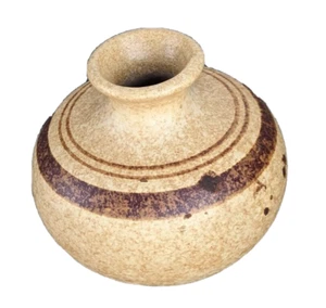 PIC USA pottery gold rust highlights ceramic jar pot vase 3/1/2 in h 4 in d - Picture 1 of 6