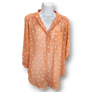 Blusa Xtaren para mujer mediana coral blanco lunares transparente pestaña rodante ligera - Imagen 1 de 9