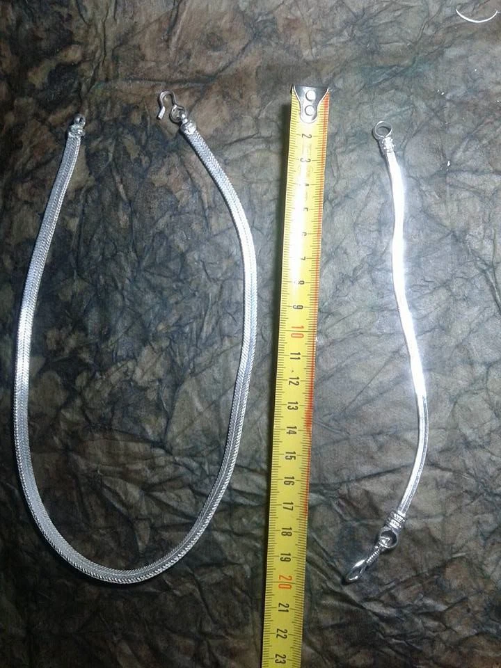  collana 48 CM BRACCIALE 20 CM bagno argento indiano  SNAKE   br picc piatto - Immagine 1 di 1
