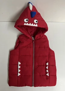 Boy's Playwear 3D Spiked Hooded Vest Red Full Zip Polyester Size 18M Fun - Picture 1 of 3