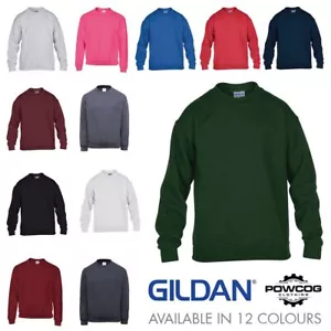 GENUINE GILDAN Plain Boys Girls School Sweatshirt  Kids Jumper Top  12 COLOURS - Picture 1 of 15