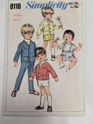 Vintage Sewing Pattern Simplicity 8118 -  Toddler Jacket & Pants 1970 Sz 3 - Image 1 of 2