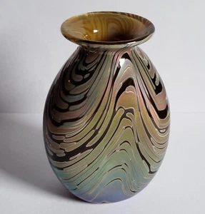 Hand Blown Glass - Iridescent Small Vase Artist Craig Zweifel 1984 - Picture 1 of 13