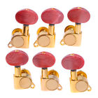 Acoustic Guitar Tuning Pegs Machine Heads with Red Plastic Buttons Gold 3L3R