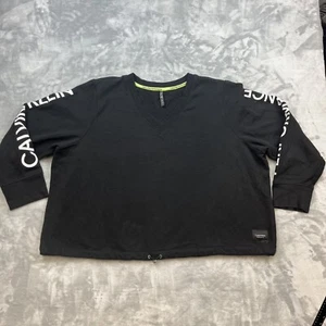 Calvin Klein Performance Cropped Sweatshirt Womens Size 3XL Black V-Neck - Picture 1 of 7