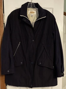 Vintage TALBOTS Jacket Coat Womens Size LARGE Navy Blue Lined Raglan Sleeves - Picture 1 of 12