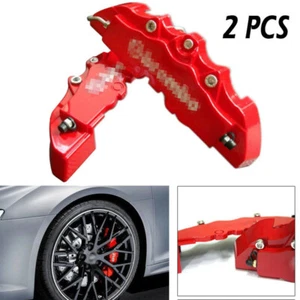 2 Pcs Car Wheel Brake Red Caliper Cover Front Rear Dust Resist Protection Tools - Picture 1 of 6