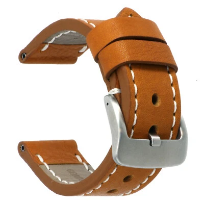 New 24mm CALF Leather Strap Amber Brown Watch Band for INVICTA HQ Buckle White V - Image 1 of 4