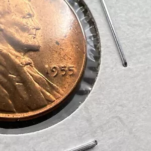 1955 P 1c Lincoln Wheat Cent Penny Coin Poor Man Strike Double Die BU RB #X2024 - Picture 1 of 4