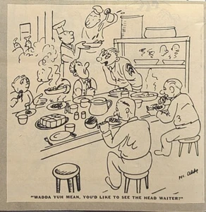 1943 Army Mess Chow Complain Head Waiter Yanke impresión de revista vintage de una página - Imagen 1 de 2