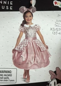 Disney Minnie Mouse rose gold toddler dress size XS 3t/4t Tulle Polka Dot Ears - Picture 1 of 9