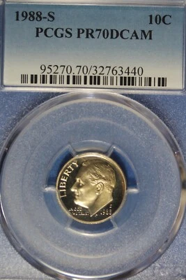 1988 S PCGS PR70DCAM ROOSEVELT DIME #B50003 - Image 1 of 2
