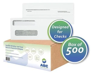 500 SELF SEAL Double Window Security Envelopes Designed for Checks - Picture 1 of 4