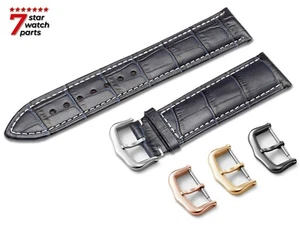 For CARTIER Watch NAVY BLUE Leather Strap Band Stitching Buckle Clasp 14-24mm - Picture 1 of 9