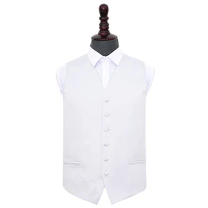 Weiße Herren Weste Satin Uni Einfarbig Formell Hochzeit Smoking Weste von DQT - Bild 1 von 4