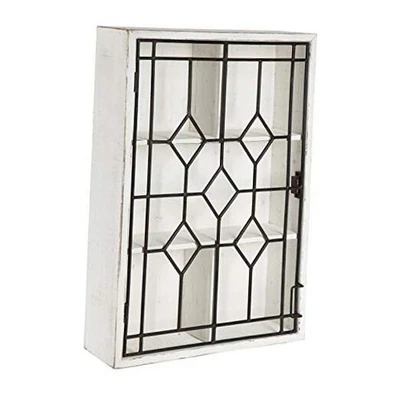  Mueble de curiosidades decorativo de madera para colgar en la pared Megara para abrir 16x24 blanco/negro Foto 1 de 4