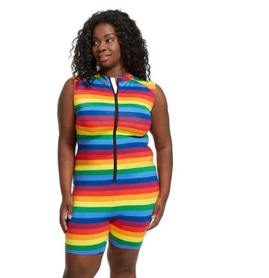TOMBOY X Adult Unisex Rainbow Stripe Unitard Mardi Gras LGBT LGBTQ Pride 4X - Imagem 1 de 4