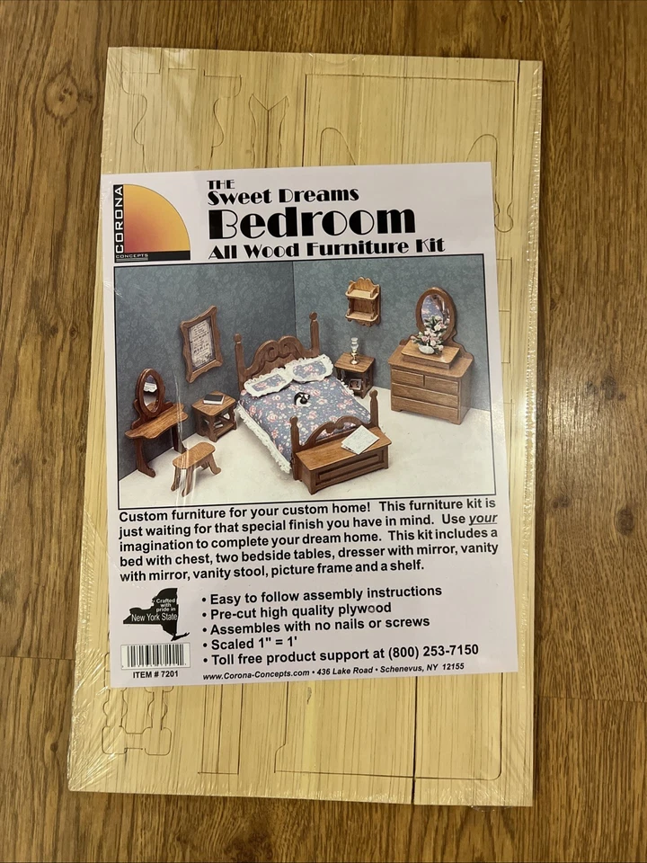 Corona Concepts "The Sweet Dreams Kit de Muebles de Dormitorio Todo Madera Nuevo en Paquete Nuevo con Etiquetas Foto 1 de 2
