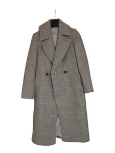 Club Monaco Wool Coat Double Breasted Plaid Daylina Trench Wool Coat Size M - Picture 1 of 1