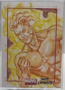 2014 Marvel Universe Rittenhouse Jake Sumbing Sketch The Human Torch SketchaFEX - Picture 1 of 5