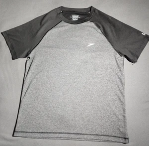 Speedo T-Shirt Mens Mens Large Gray Black Short Sleeve Blockthburn Performance - Picture 1 of 16