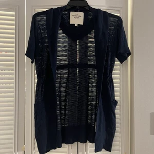 Abercrombie & Fitch leichte dunkelblaue Damen Kurzarm Long Strickjacke XS - Bild 1 von 11