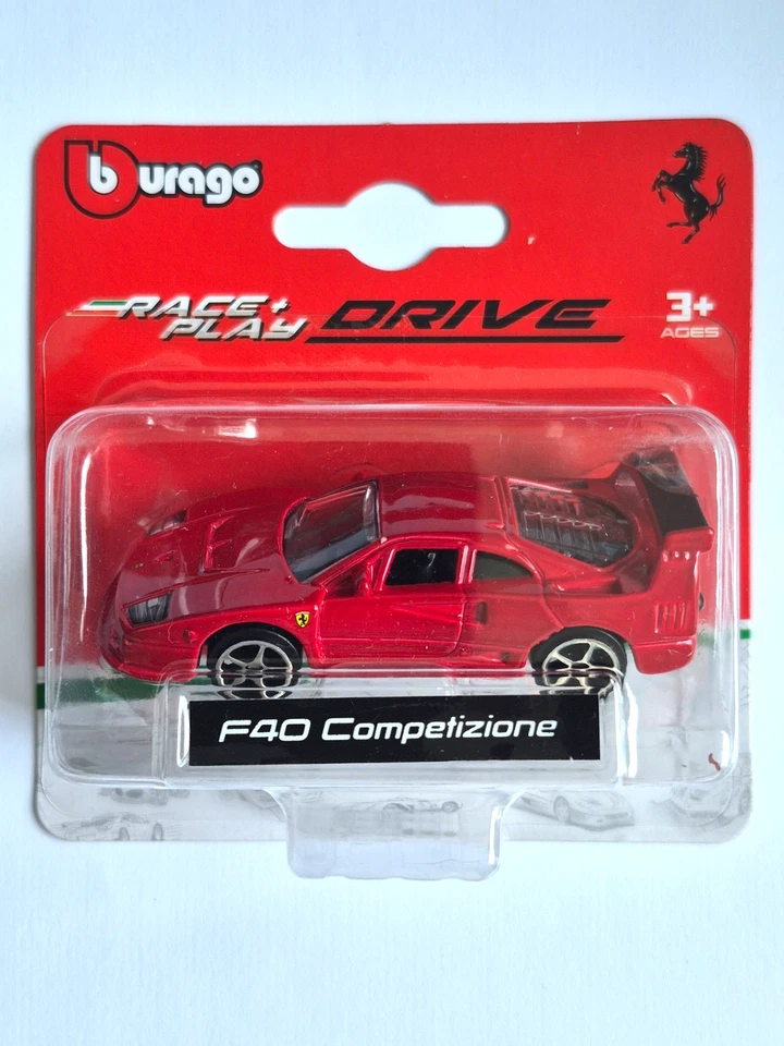 MINIATURE BURAGO RACE + PLAY DRIVE 1/64 FERRARI F40 COMPETIZIONE - Photo 1/1