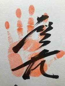 Luchador de Sumo Japonés Original Tegata Sello de Mano Shikishi Carta Tomonohana - Imagen 1 de 12