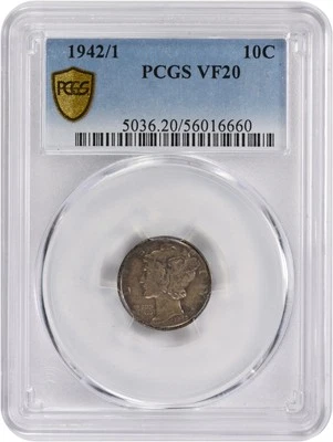 1942/1 Mercury Silver Dime VF20 PCGS - Image 1 of 2