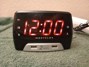 Westclox Large 1.4” Red LED Digital FM Clock Radio w/t 2 USB Charging Ports - Picture 1 of 7