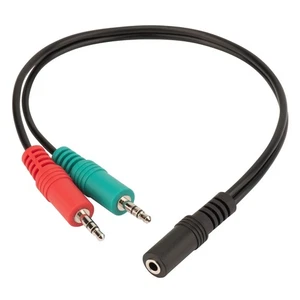 Adaptateur casque Y Splitter prise jack 4 pôles. sur 2 x prise 3,5 mm câble audio - Photo 1/3
