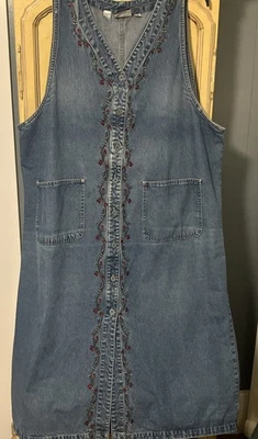 Vestido vaquero vaquero J.L. "N.Y. Mujer Talla 3X Bordado Botón Abajo Delantero Largo 50""" Foto 1 de 4