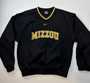 Nike Mizzou Missouri Tigers Pullover Center Swoosh Windbreaker Black Mens Small - Picture 1 of 7