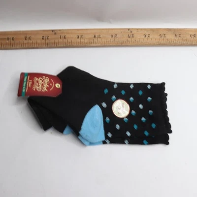 (1 par) Calcetines al tobillo para mujer Faded Glory negros con manchas azules talla 4-10 FG4520 Foto 1 de 4
