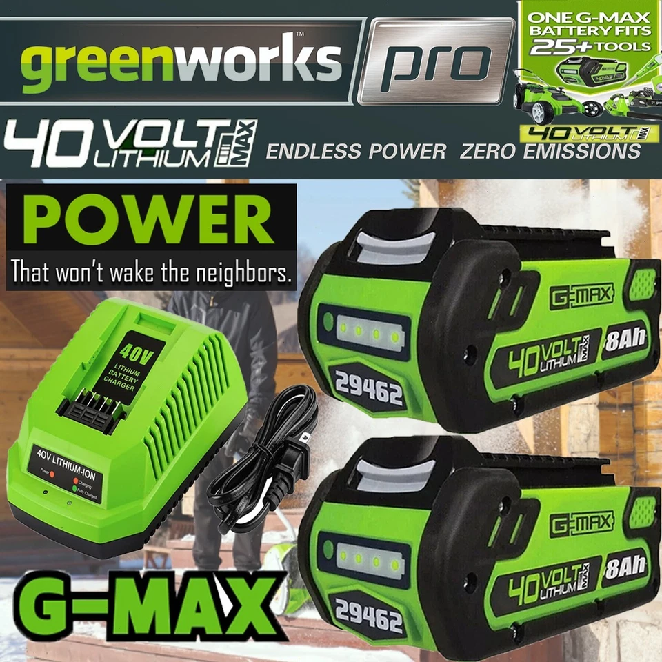40V 8.0Ah 适用于 Greenworks G-MAX 锂电池 29472 29462 29252 20202 或充电器 — 第 1/4 张图片