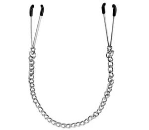 Nipple Clamps Tweezer Breast tit Play Bondage with Chain Pinch Adjustable - Picture 1 of 12