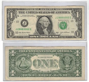 Fattura da $1 2003A $28880002 trinary, bookend, doppia tripla (anni 0) cifre - Foto 1 di 1