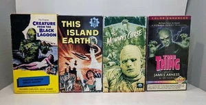 7 Old School horror/scifi VHS lot The Thing This Island Earth Mummy's Curse etc - Picture 1 of 4