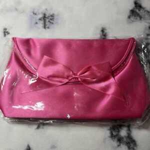 Yves saint laurent pouch clutch bag ribbon pink fashionable used from japan