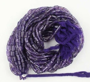 13"Long Natural Blue Amethyst Tube Shape 3x6-4x8 MM Bead Making Jewelry Gemston - Picture 1 of 5