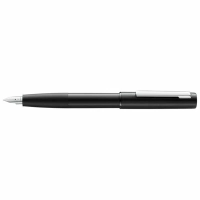 Pluma Estilográfica Lamy Aion Negra Seda Mate Aluminio Barril Plata Plumín Fino L77BKF Foto 1 de 2
