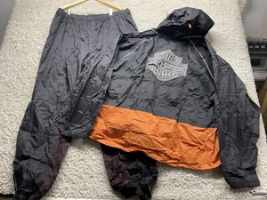 Harley Davidson Packable Rain Jacket Pants Suit Men’s 3XL XXXL EUC - Foto 1 di 19