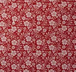 Tela Feline Drive DAISY SWIRLS blanco sobre flores rojas cuarto de grasa (18"x22") FQ - Imagen 1 de 8