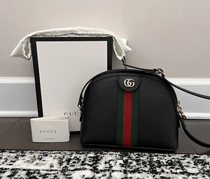 GUCCI Calfskin GG Web Ophidia Dome Small Gold Black Shoulder Bag Handbag  - Bild 1 von 9