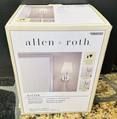 allen + roth Kelter 7.4-in W 1-Light Polished Chrome Incandescent Wall Sconce - Image 1 of 3